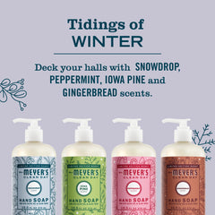 Mrs. Meyer's Clean Day Snowdrop hand soap bottle with light floral scent for freshness.
