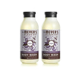Mrs. Meyer's Clean Day Lavender body wash bottle on shelf for a refreshing cleanse