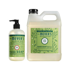 Mrs. MEYER'S Snowdrop refill bottle, long-lasting scent and eco-friendly design.