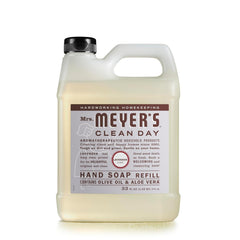 Close-up of Mrs. Meyer's Lavender label highlighting essential oils.