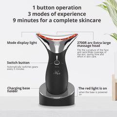 Ms.W red light massager hot mode activation, relaxes facial muscles.