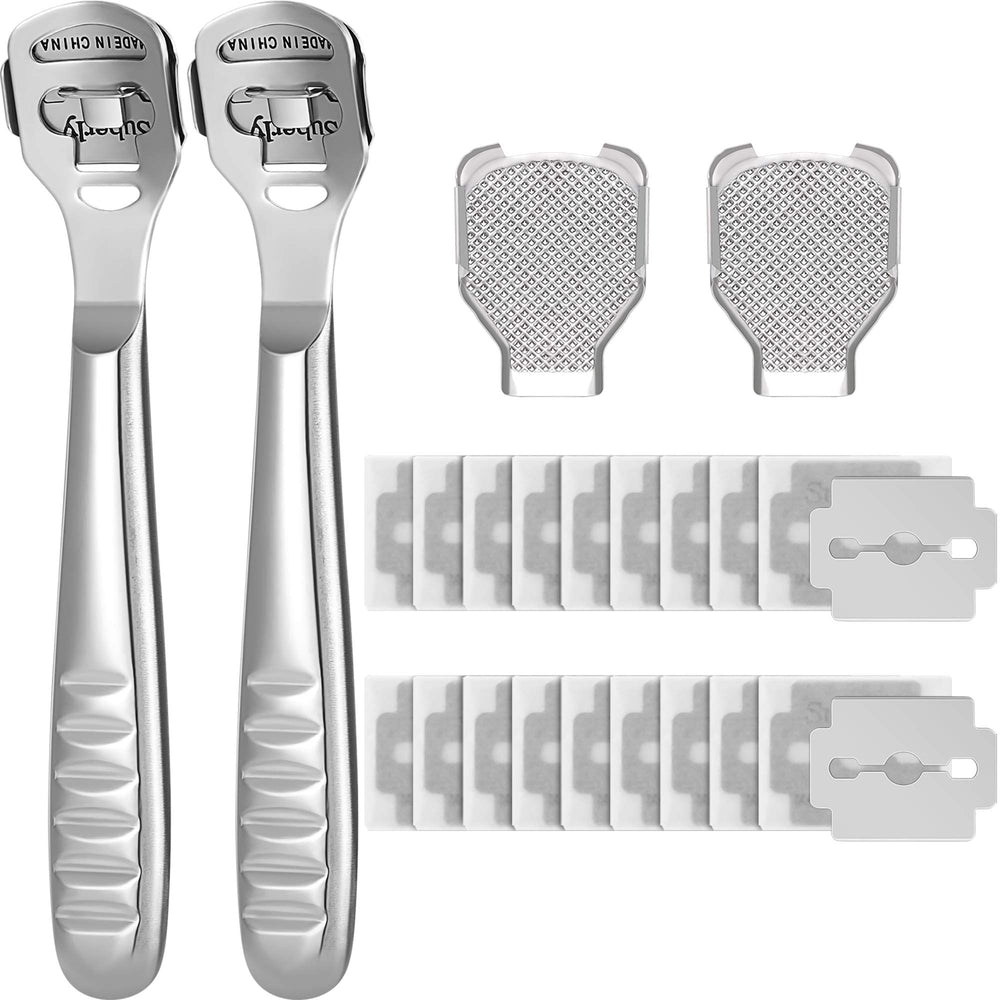 Mudder callus shaver set with steel handle for smooth removal of hard skin