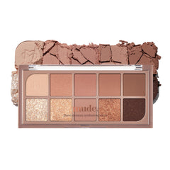 mude Shawl Moment Eyeshadow Palette with matte, shimmer, glitter shades for day-to-night looks