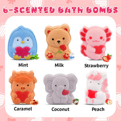 MUFEIRUO gift box of six animal-themed bath bombs for a thoughtful Valentine’s surprise