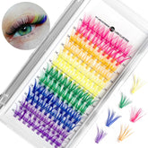 MUIIGOOD pink 14mm colorful cluster lashes for playful day looks.