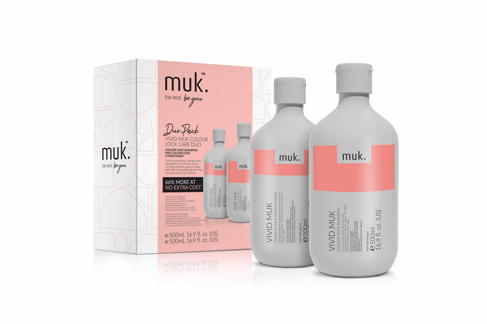 MUK Vivid Colour Lock shampoo 500ml bottle with color protection and UV shield