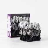 Mulberry Park Silks 3-pack scrunchies in 100% pure silk for gentle hair care