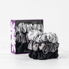 Mulberry Park Silks 3-pack scrunchies in 100% pure silk for gentle hair care