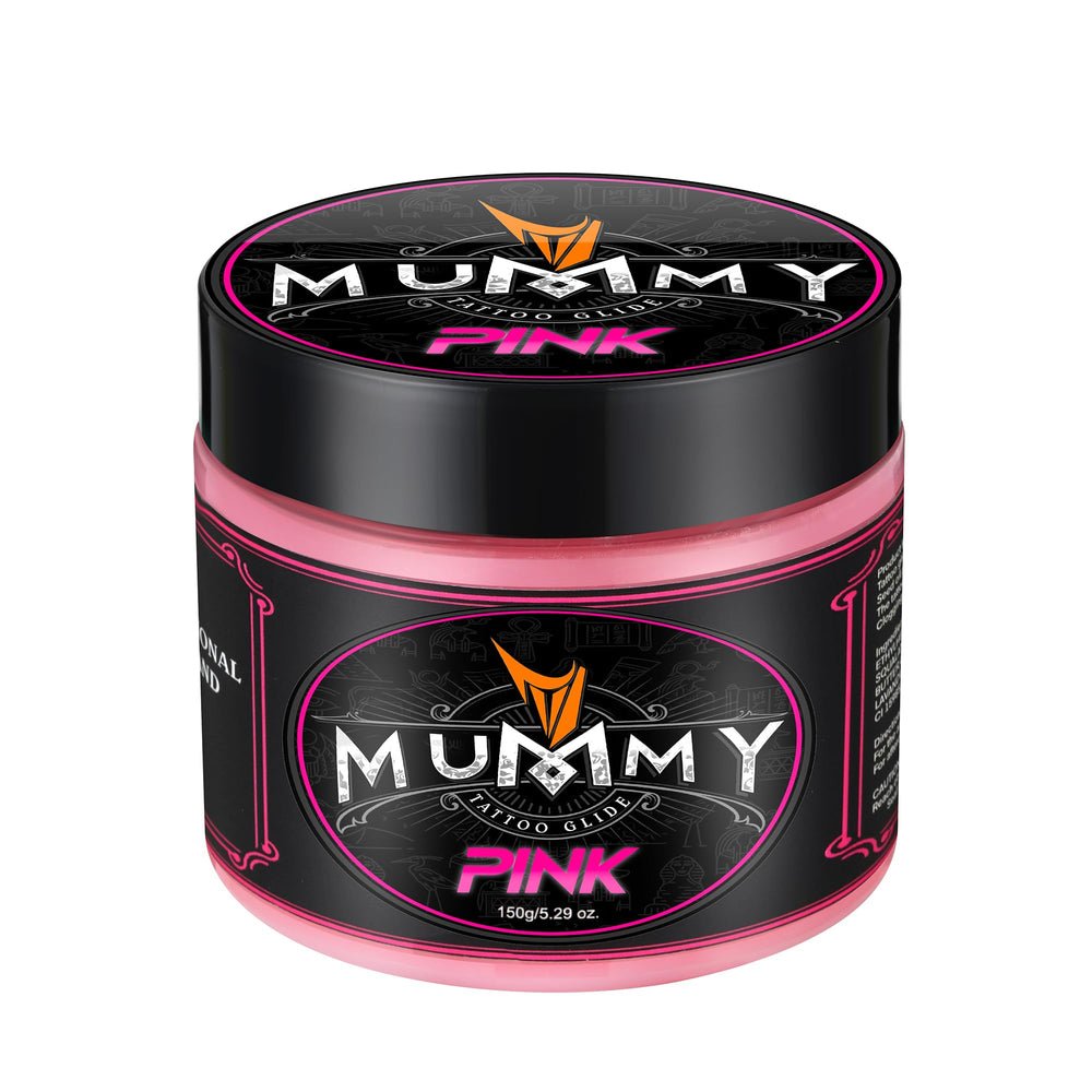 Mummy Tattoo Glide bottle pour enables smooth application during tattooing.