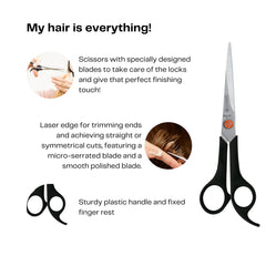 Mundial Red Dot barber shears with micro-serrated edge for controlled snips.