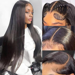 MUNONG 36 inch straight lace front wig showing full length and density for natural drama