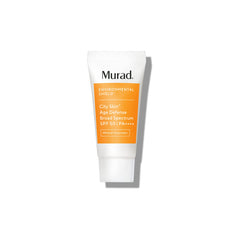 Murad City Skin Age Defense bottle front shows a sleek travel-friendly SPF 50 sunscreen.