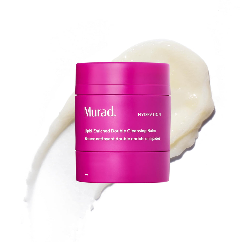 Murad Lipid-Enriched Cleansing Balm in jar shows balm-to-oil texture for gentle cleansing