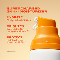 Swatch of Murad SPF 50 brightening moisturizer showing a sheer, glow-ready finish.