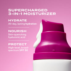 Murad Superactive Hydrating Moisturizer SPF 50 pump for quick, absorption-ready mornings.