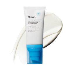 Murad Superactive Mattifying Oil bottle promotes shine-free hydration for all-day wear.