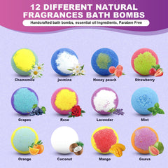 MURAN SHOWER bath bombs assorted fragrances display showcasing colorful fizz