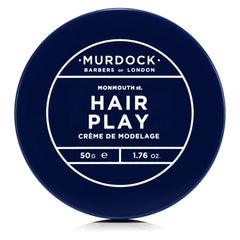 Murdock London Hair Play tin front view showing compact size for travel-ready styling.