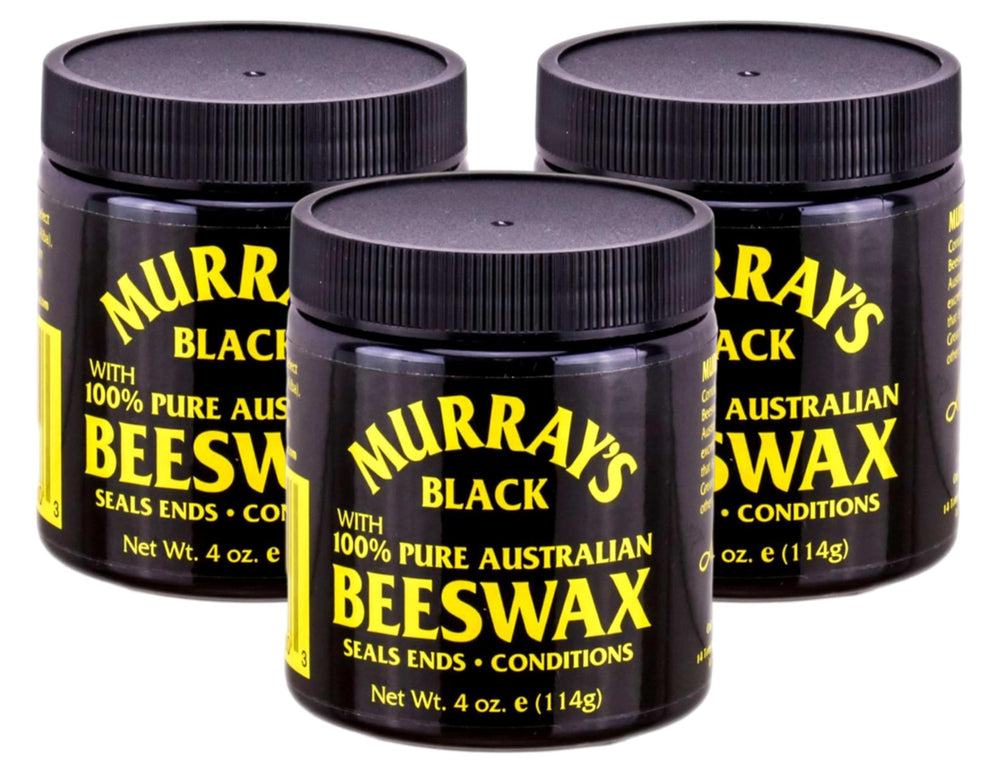 Murray's Black Beeswax jar 3.5 oz with strong hold and deep shine.
