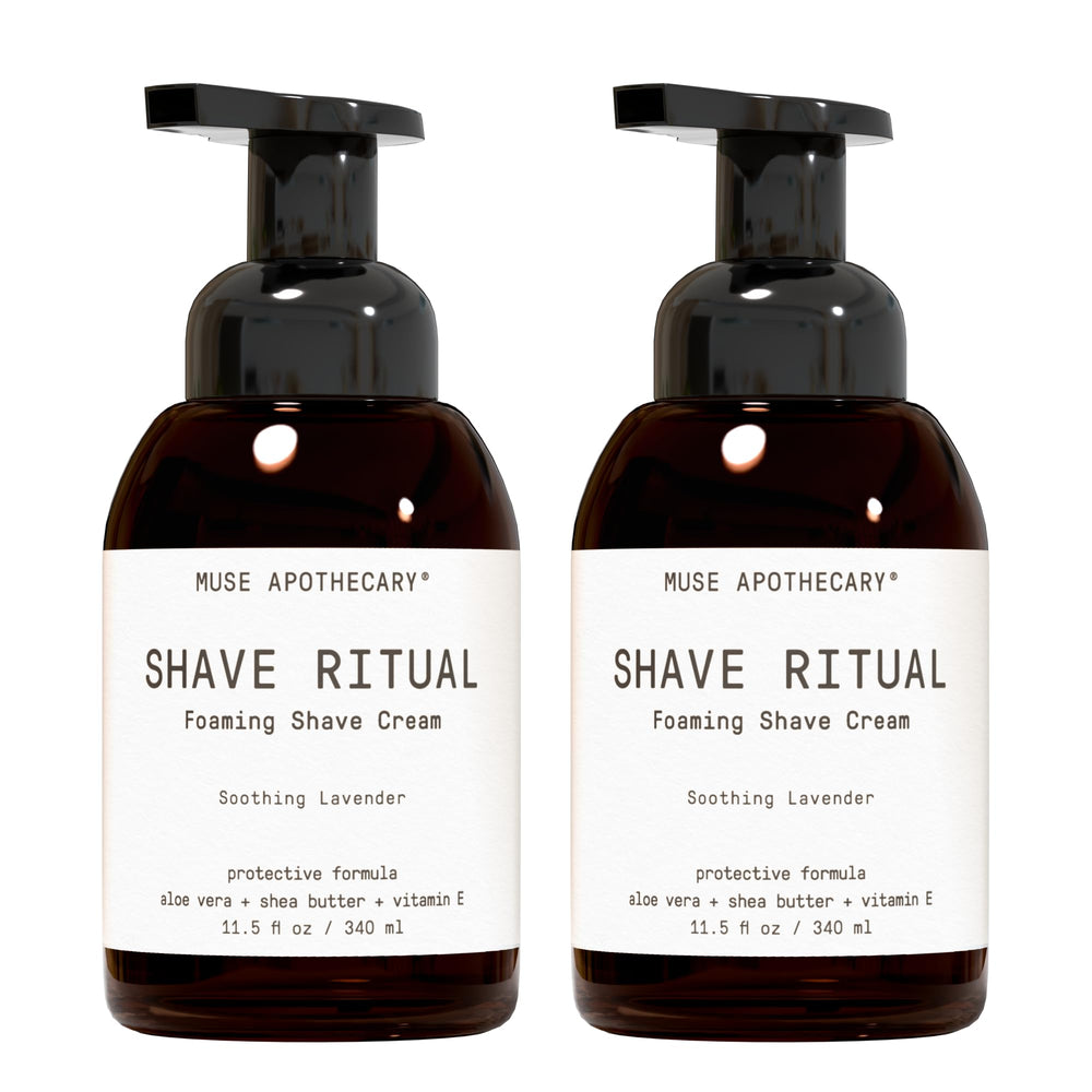 Muse Apothecary foaming shave ritual bottle with hydrating formula for sensitive skin