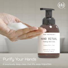 Muse Apothecary Hand Ritual foaming lather forms quickly for daily hand washing.
