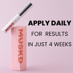 MUSKD eyelash growth serum fine-tip applicator enabling precise daily use.