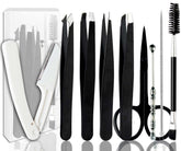 Muzioiernsu tweezers kit contents with 9+1 pieces for precise grooming.