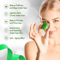 Cooling aloe vera pads providing gentle relief from puffiness around the eyes.