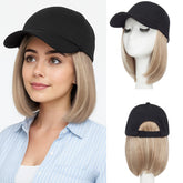 MY-LADY hat wig with hair extensions on-cap demonstrates instant volume for daily wear.