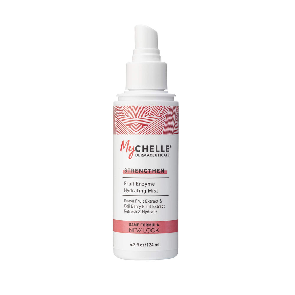 MyChelle Fruit Enzyme Hydrating Mist spray bottle for instant hydration