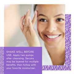 MyCHELLE G2 serum pump demonstrates quick absorption for refreshed skin.