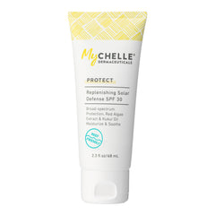 MyCHELLE Solar Defense SPF 30 tube front view showing reef-safe sunscreen