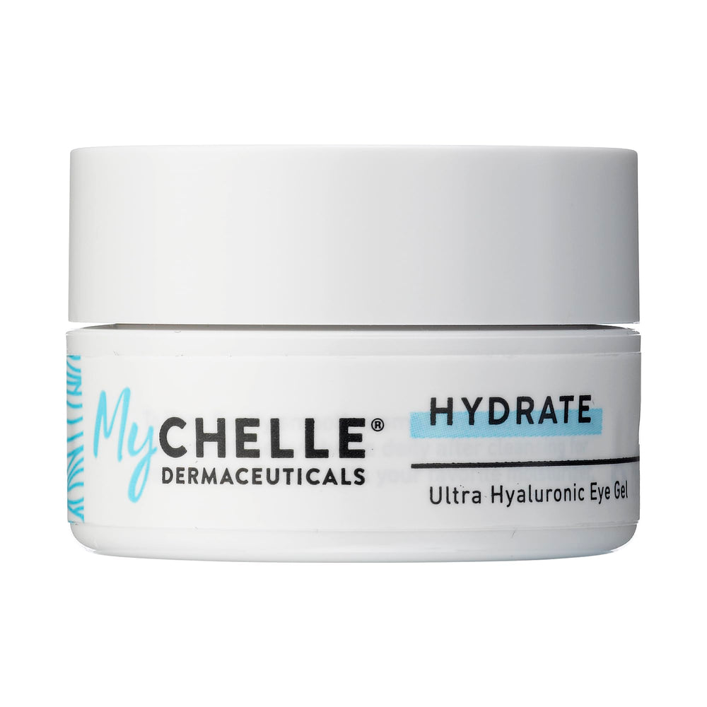 MyChelle Ultra Hyaluronic Eye Gel bottle delivering lightweight hydration