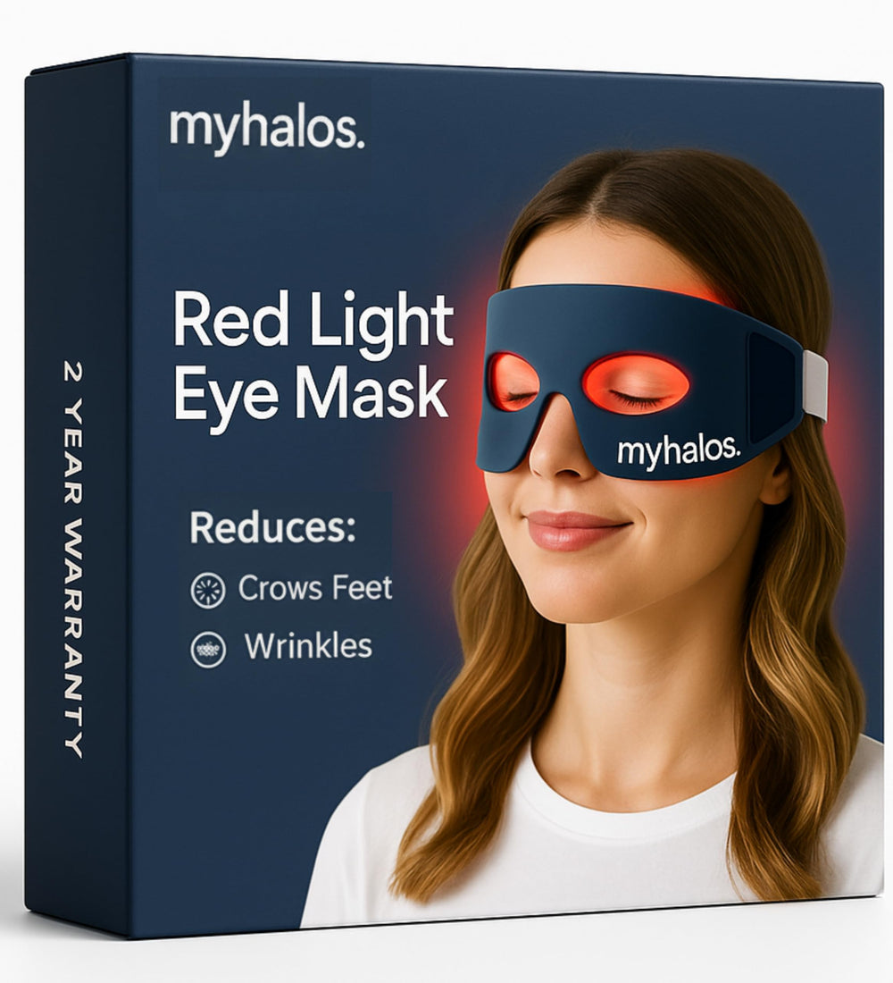 MyHalos Under Eye Mask front view for at home red light sessions.