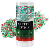 Mysense Christmas Glitter Stick applied on the face for festive sparkle