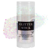 Mysense iridescent white glitter stick close-up for high-impact body makeup.