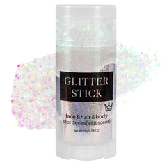 Mysense iridescent white glitter stick close-up for high-impact body makeup.