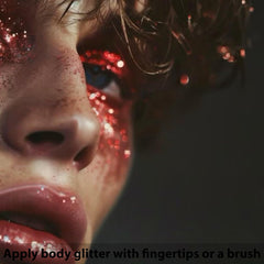 Mysense Red Body Glitter Stick hair look enhances festival styling with shimmer.