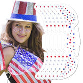 Mysense red white blue glitter freckles tattoo adds festive sparkle to the face