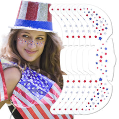 Mysense red white blue glitter freckles tattoo adds festive sparkle to the face