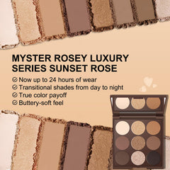 Close-up swatches highlighting rich browns and taupes