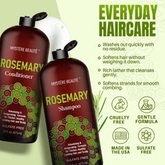 Mystère Beauté rosemary conditioner texture close-up shows smooth, hydrating formula