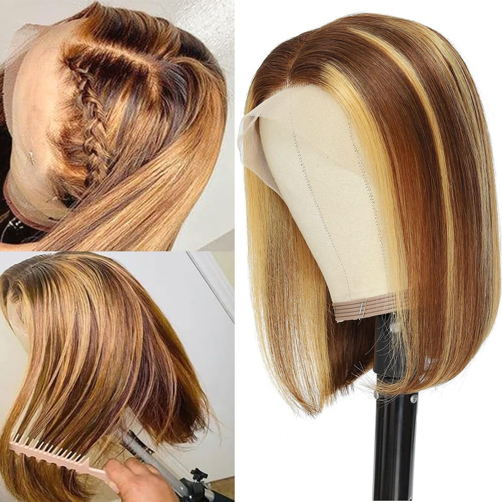 Mysyty Highlight Bob Wig with HD lace front for natural skin blend