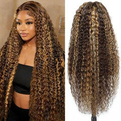 Myzebo honey blonde deep-wave wig with 13x6 lace front for natural daily wear