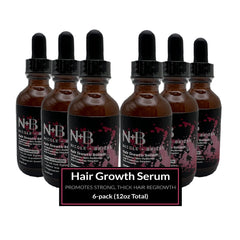 N+B Hair Serum bottle with easy pour for scalp application.