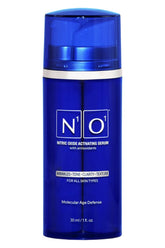 N1O1 Nitric Oxide Serum bottle pump demonstrates easy daily application and hydration.