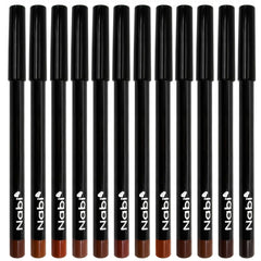 Nabi chocolate brown lip liner swatches demonstrate rich color depth for defined lips.