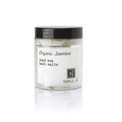 Nabila K Organic Jasmine Bath Salts packaging with USA-made branding.