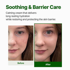 Cream swatch on skin showing gentle hydration and barrier support
