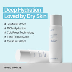 NACIFIC UYU Cream Toner label-closeup highlighting Jeju Milk Extract and Ceramide 5 hydration